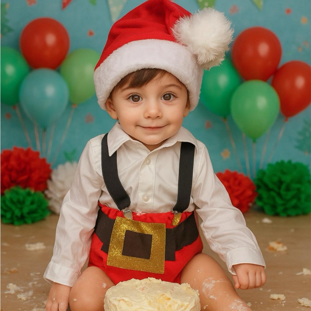 Baby Santa Outfit Set – Hat, Bloomers & Suspenders